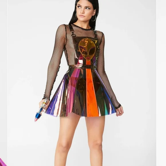 DollsKill Current Mood Alien Beam ME Up hologram overall dress - Picture 8 of 9